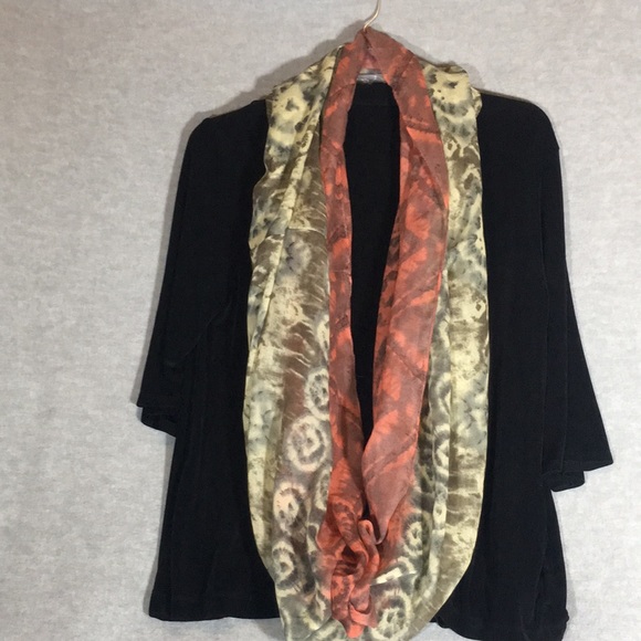 CHARLOTTE RUSSE Muted Rust Sage Green Extra Large Infinity Scarf Tie Dye Design - Picture 4 of 10